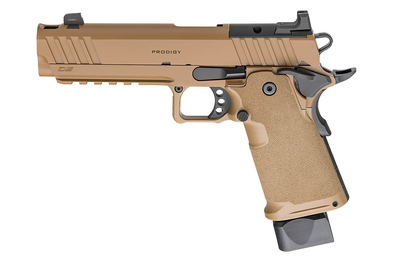 SPRINGFIELD 1911 DS Prodigy Comp 9mm Optic Ready Pistol with 5 Inch Barrel and Coyote Brown Finish