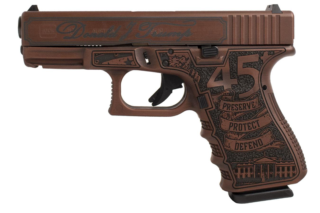 GLOCK 19 Gen3 9mm Custom Donald Trump Bill of Rights Edition Pistol with Red Cerakote Finish