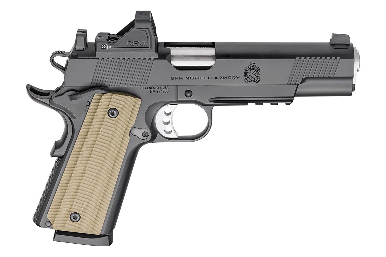 Springfield 1911 Operator AOS 45 ACP Gear Pac with Viridian RFX-11 Green Dot, Four Mags and 