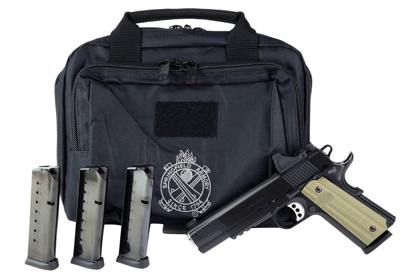 Springfield 1911 Operator AOS 45 ACP Gear Pac with Viridian RFX-11 Green Dot, Four Mags and 