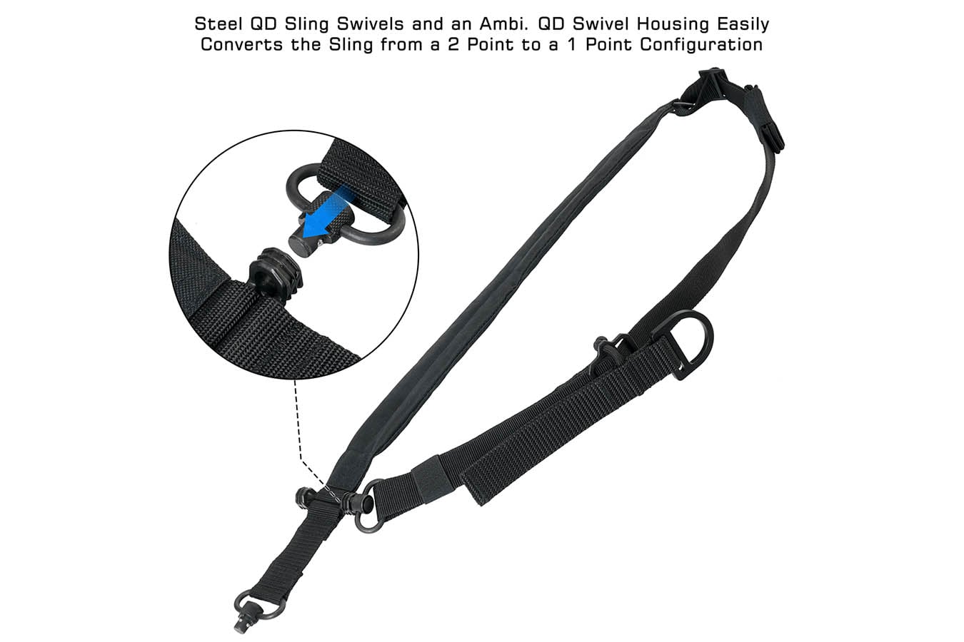 Leapers BOLLA 2 to 1 Point Conversion QD Sling, Black