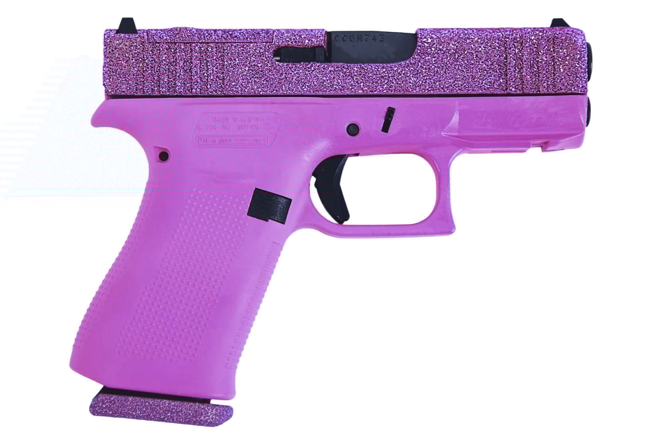 GLOCK 43X MOS 9mm Optic Ready Semi-Auto Pistol with Lux Purple Glitter Finish