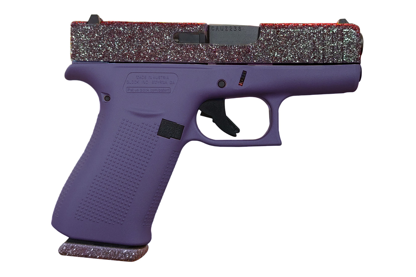 GLOCK 43X 9mm Pistol with Joker Glitter Slide and Colored Frame
