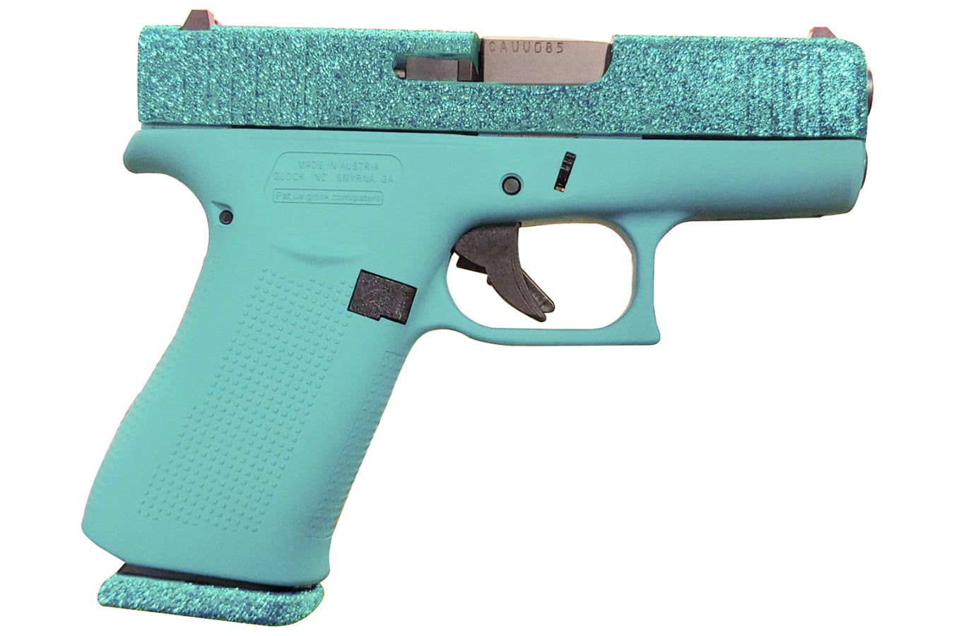 GLOCK 43X 9mm Pistol with MaliBlue Glitter Finish