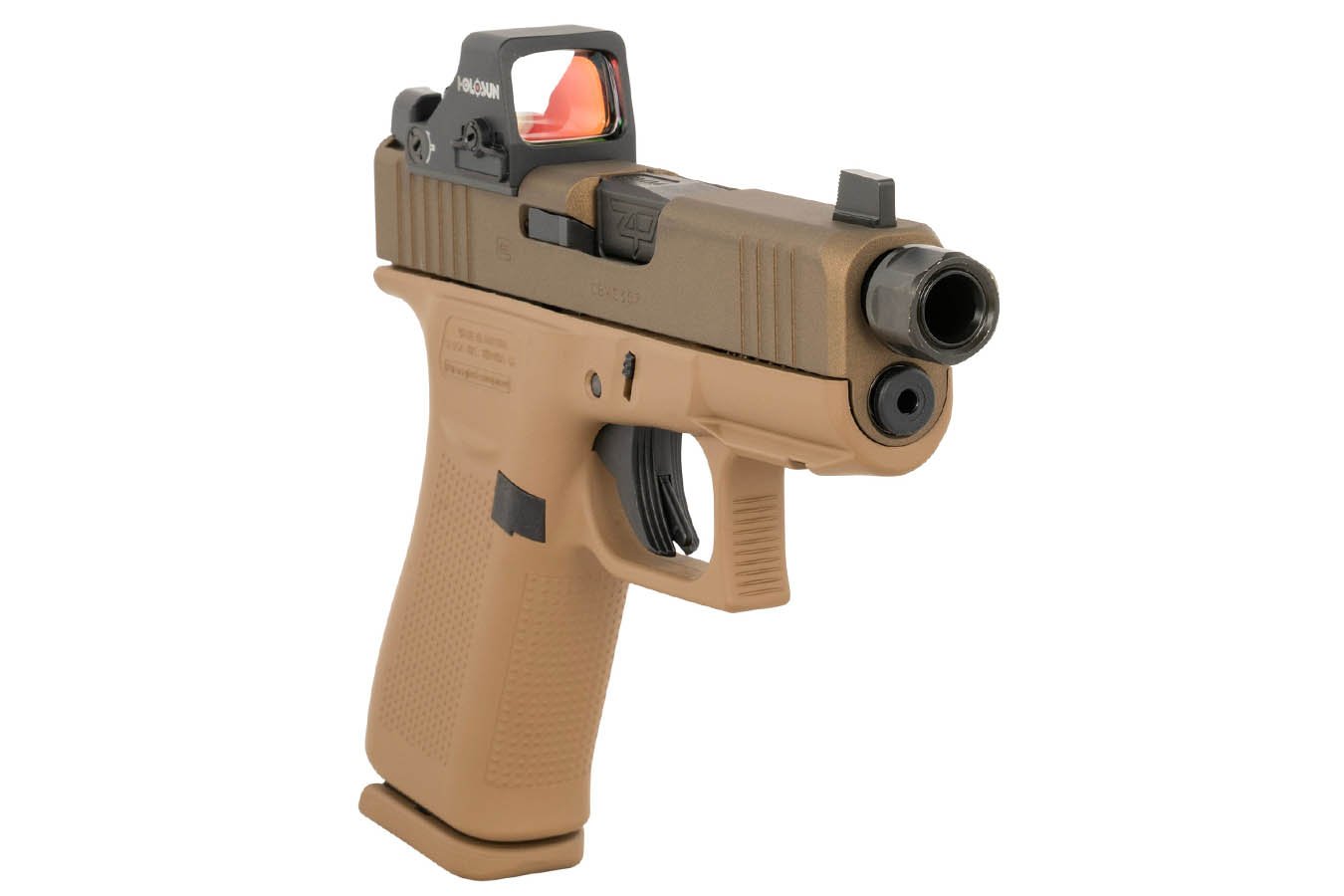Glock 43x MOS 9mm Optic Ready FDE Pistol with Holosun HS 407K Red Dot and Threaded Barrel