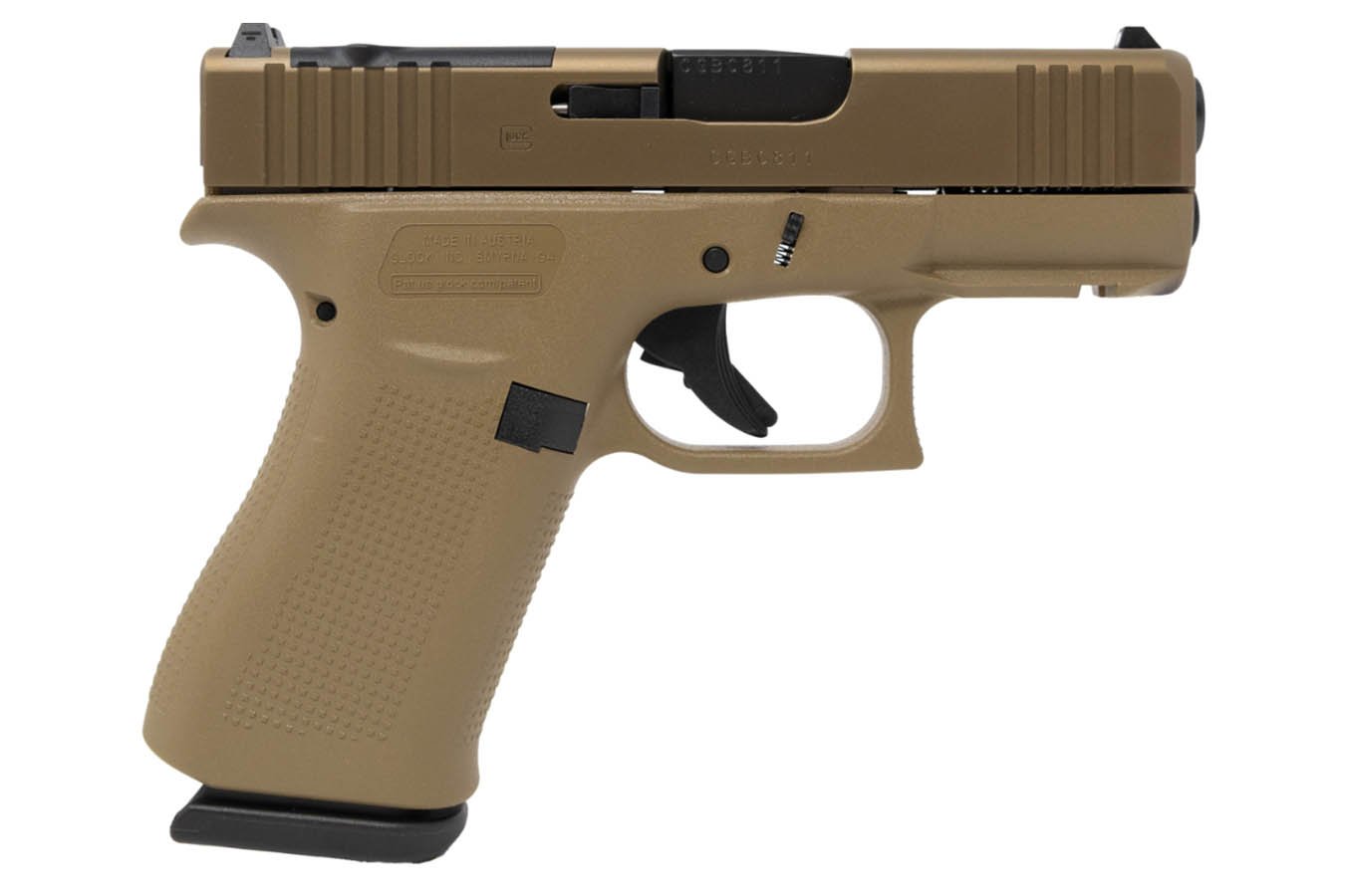 GLOCK 43X MOS 9mm Optic Ready Pistol with Coyote Finish