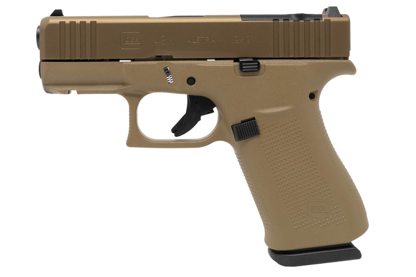 GLOCK 43X MOS 9mm Optic Ready Pistol with Coyote Finish