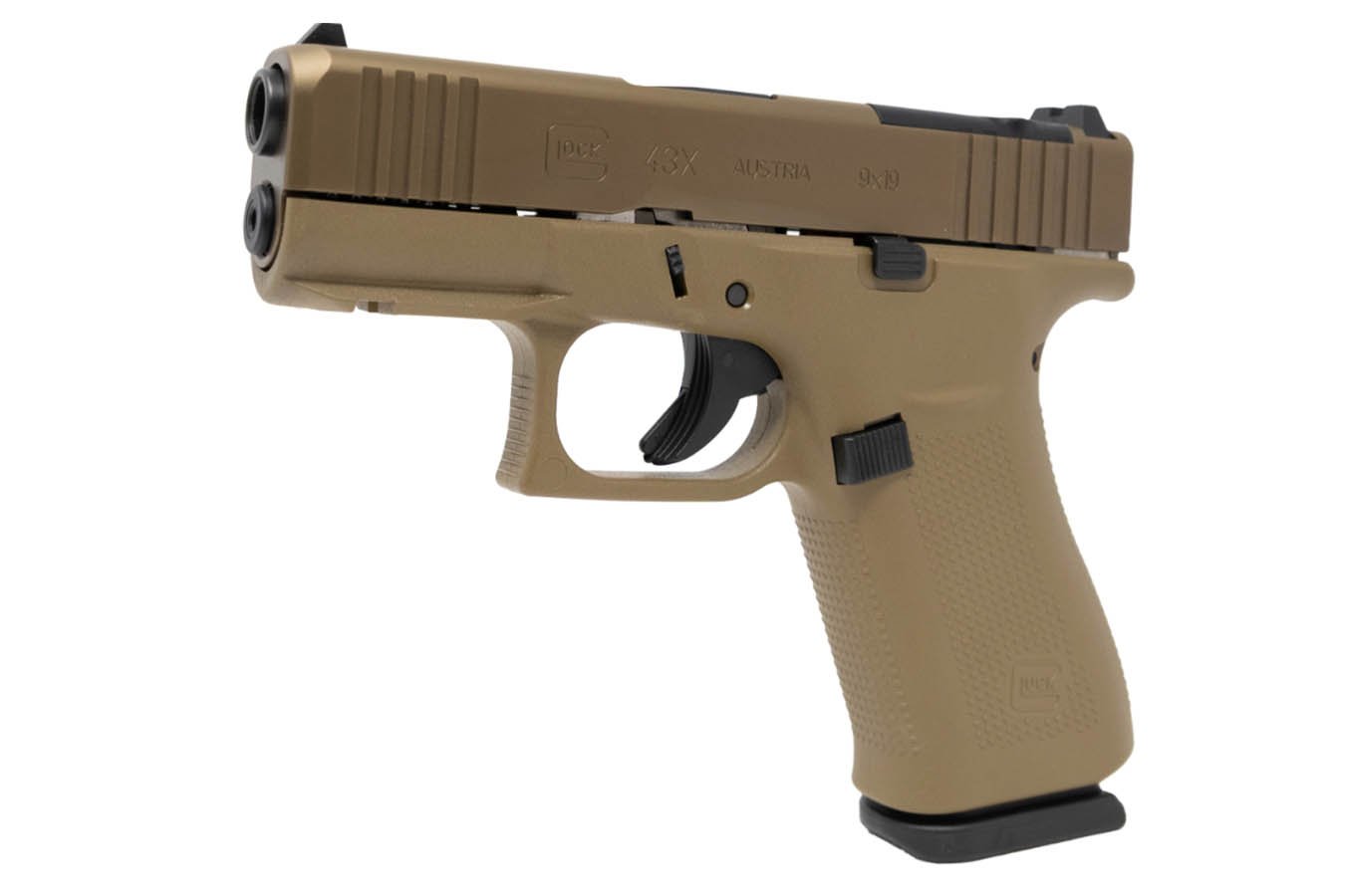 GLOCK 43X MOS 9mm Optic Ready Pistol with Coyote Finish