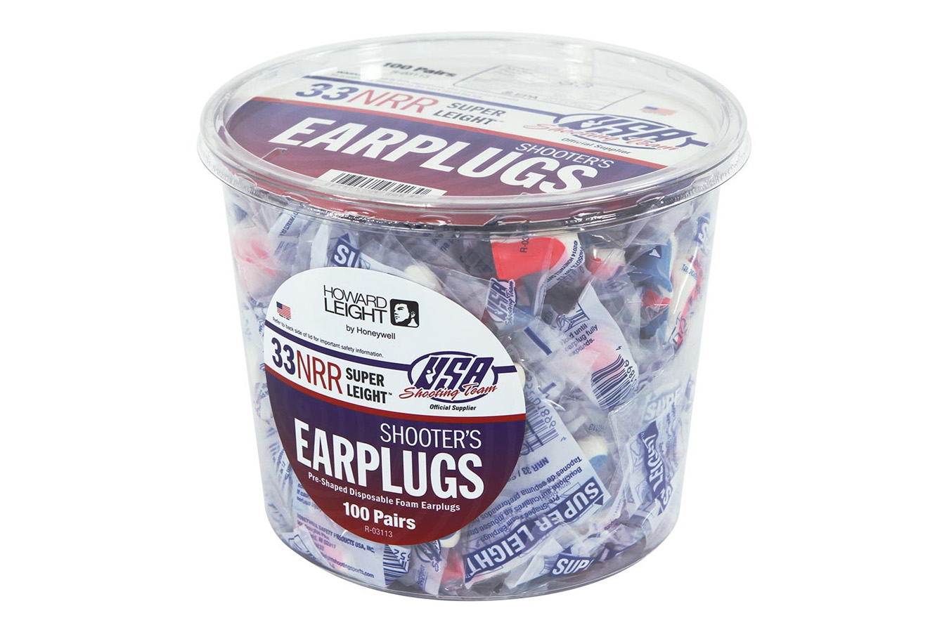 Howard Leight USA Ear Plugs - 100 Pack - Red/White/Blue