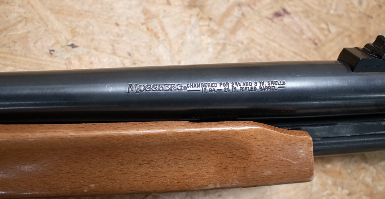 MOSSBERG 500A 12 Gauge Police Trade-In Shotgun with Wood Stock and Rifled Ported Barrel