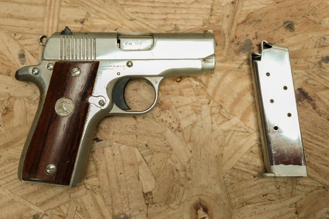 COLT Mustang Plus II 380 ACP Police Trade-In Pistol with Wood Grips