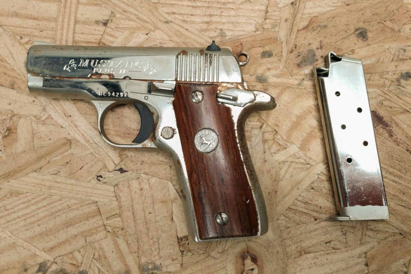 COLT Mustang Plus II 380 ACP Police Trade-In Pistol with Wood Grips