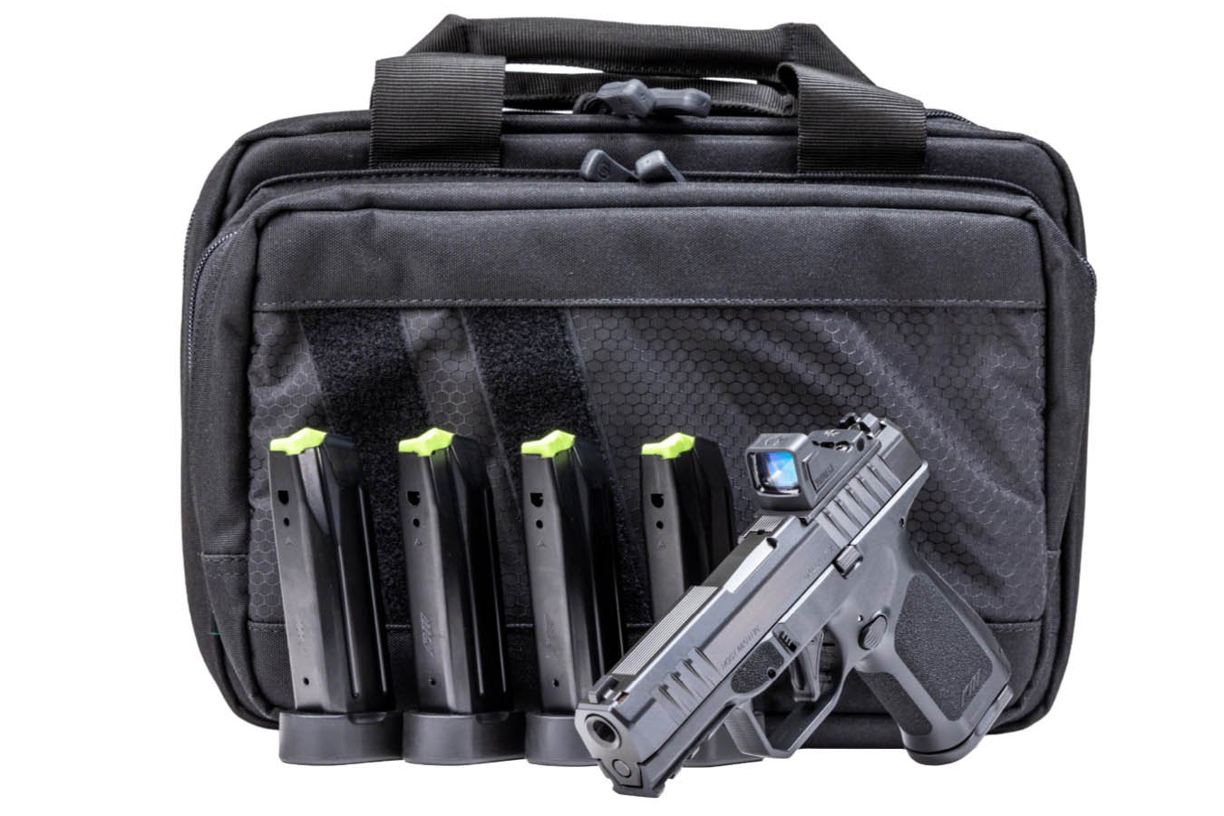 ROST MARTIN RM1C 9mm Optic Ready Pistol with Viridian RFX Green Dot, Five 10 Round Mags and Savior Bag (CA Compliant)