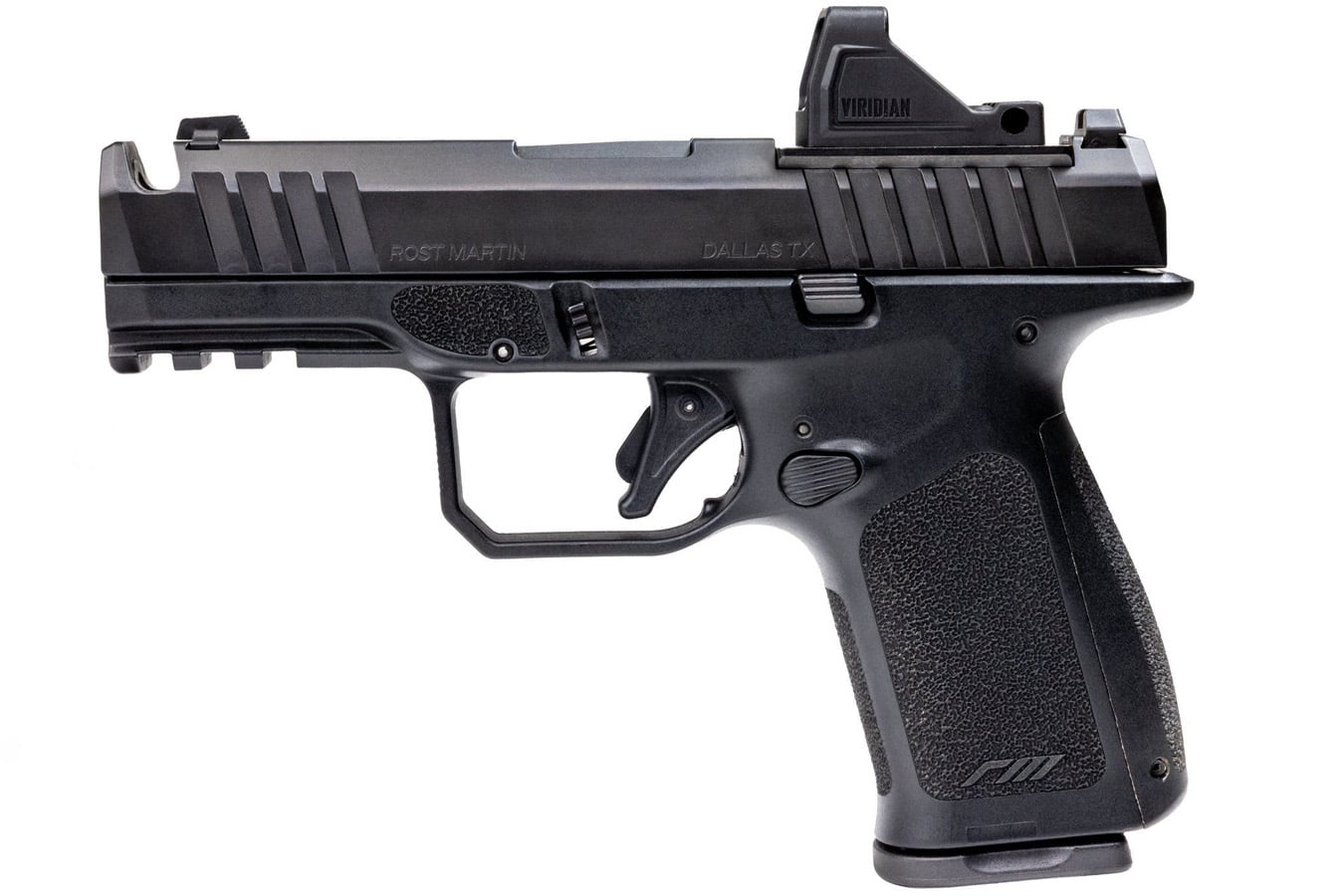 ROST MARTIN RM1C 9mm Pistol Black Compensated Pistol with Viridian RFX 11 Green Dot, 5 Magazines and Savior Bag