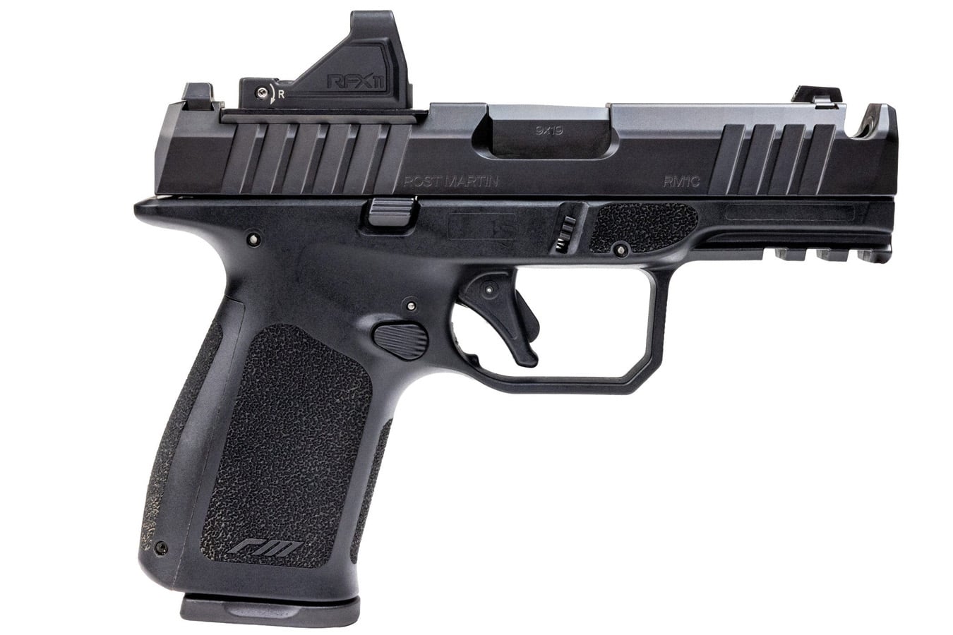 ROST MARTIN RM1C 9mm Pistol Black Compensated Pistol with Viridian RFX 11 Green Dot, 5 Magazines and Savior Bag