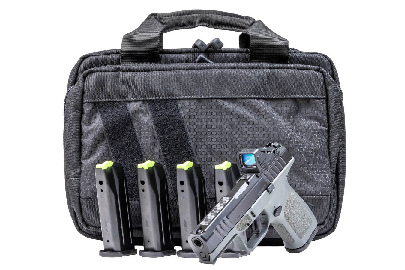 ROST MARTIN RM1C 9mm Gray Pistol with Viridian RFX Green Dot, Five Mags and Savior Bag