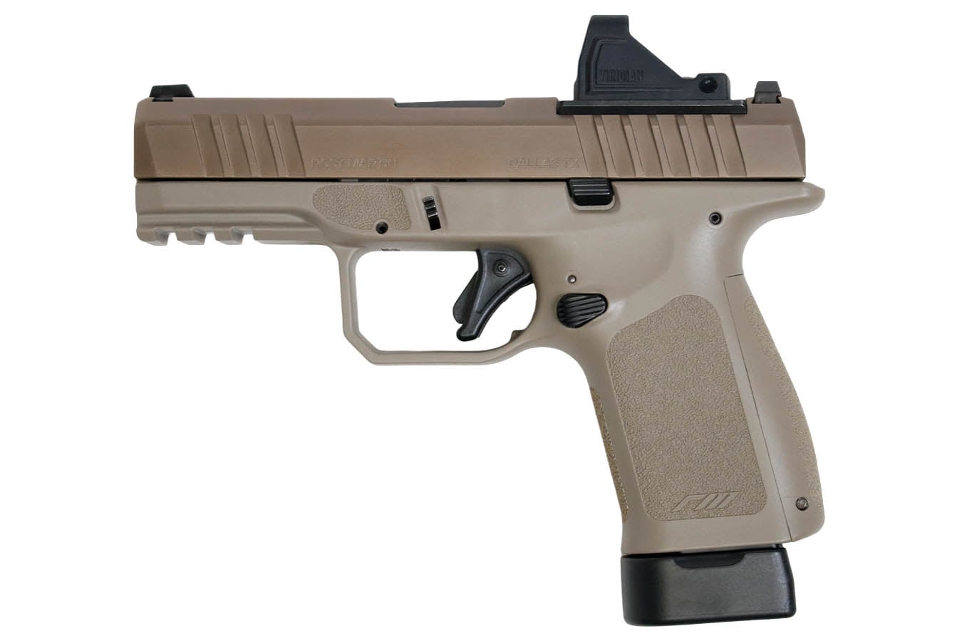 Rost Martin RM1C 9mm FDE/Mojave Pistol with Viridian RFX-11 Green Dot, Four Mags and Savior Bag