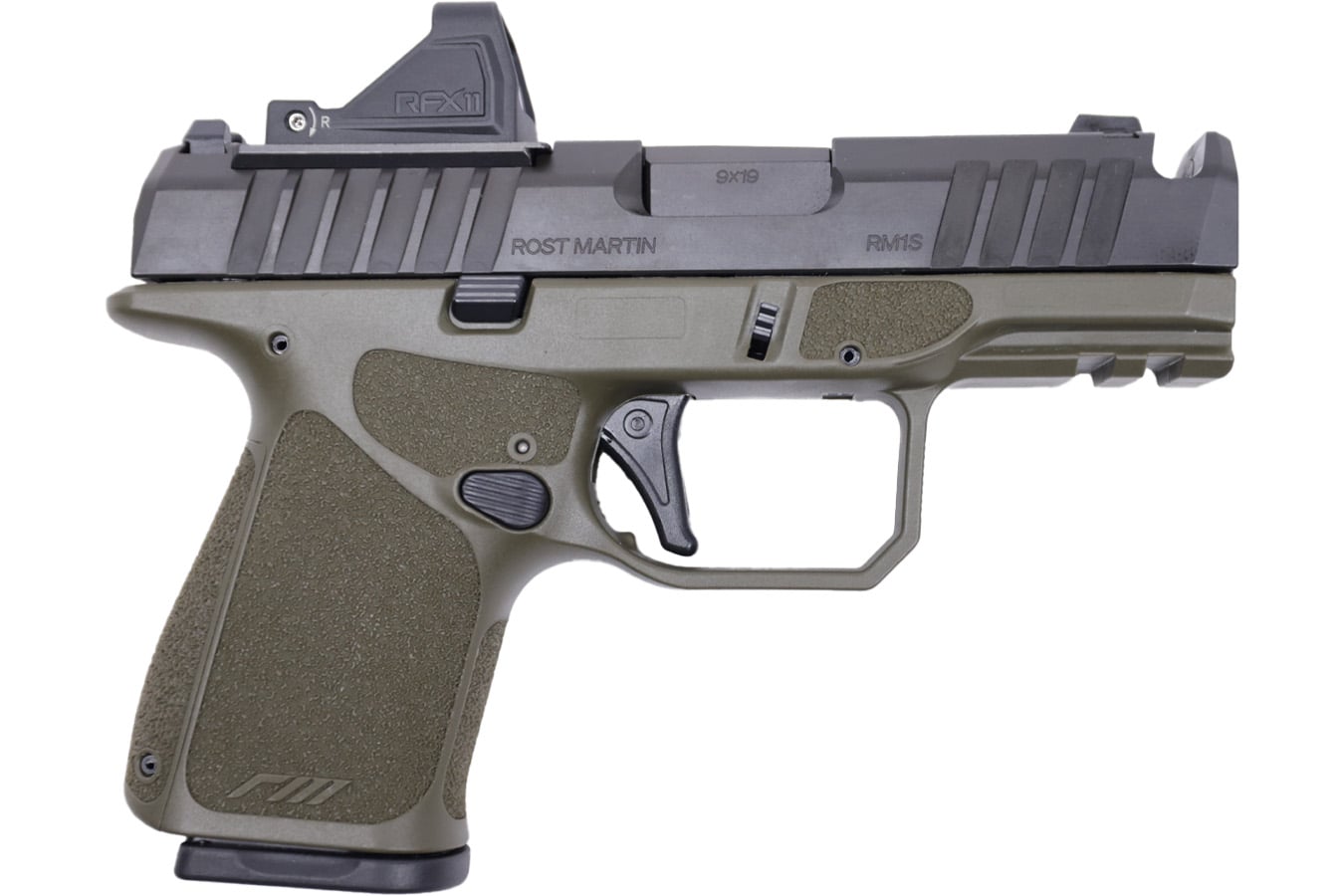 Rost Martin RM1S Comp 9mm Optic Ready Package with Viridian RFX-11 Green Dot, Four Mags and Savior Specialist Bag