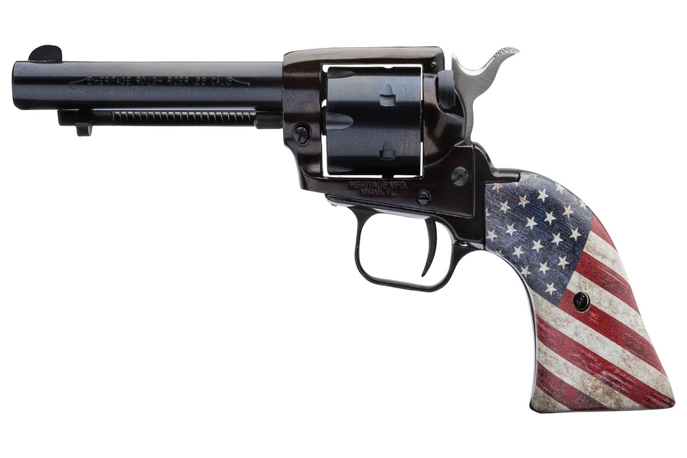 HERITAGE Rough Rider 22LR Rimfire Revolver with 4.75-Inch Barrel and US Flag Grips