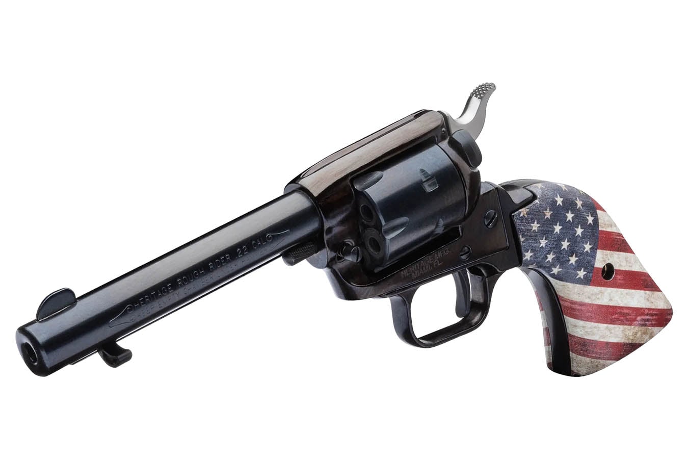 HERITAGE Rough Rider 22LR Rimfire Revolver with 4.75-Inch Barrel and US Flag Grips
