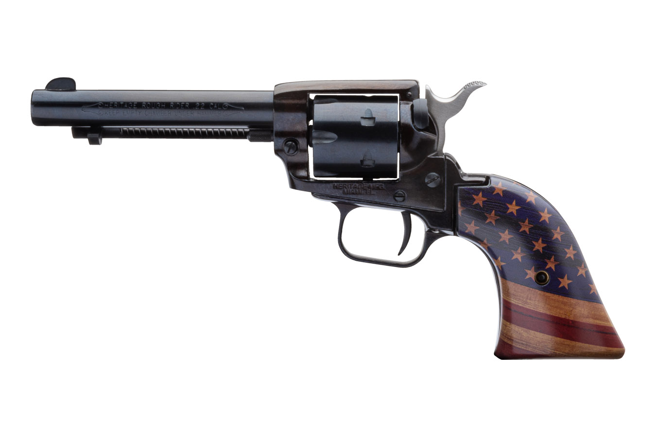 HERITAGE Rough Rider 22LR Rimfire Revolver with Gold USA Flag Grip and 4 Inch Barrel