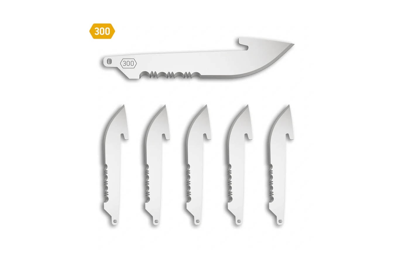 OUTDOOR EDGE 3 Inch, 50 Percent Serrated Drop Point Blades, 6-Pack
