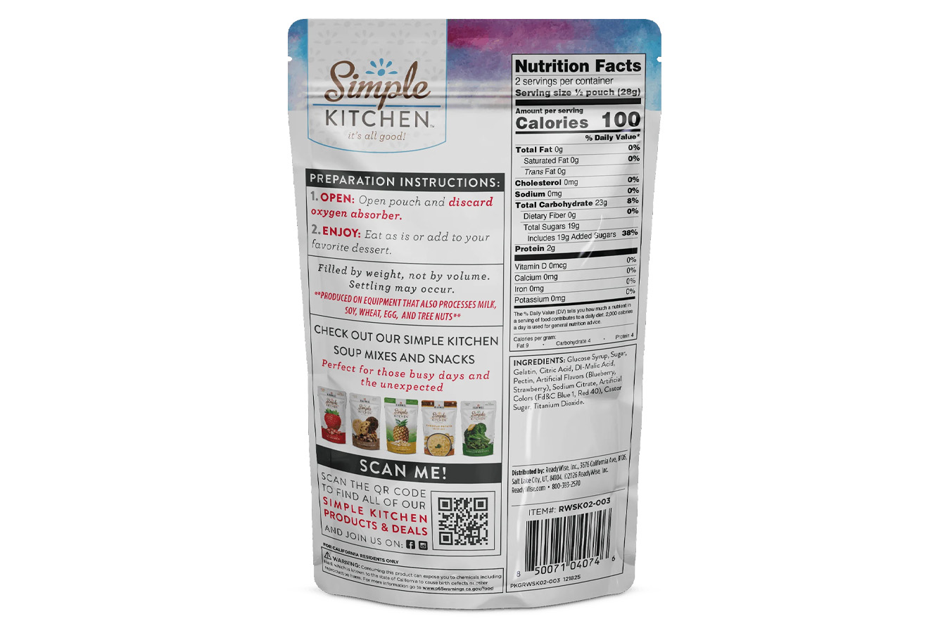 Readywise Simple Kitchen Cosmic Invaders Freeze-Dried Gummy Worms