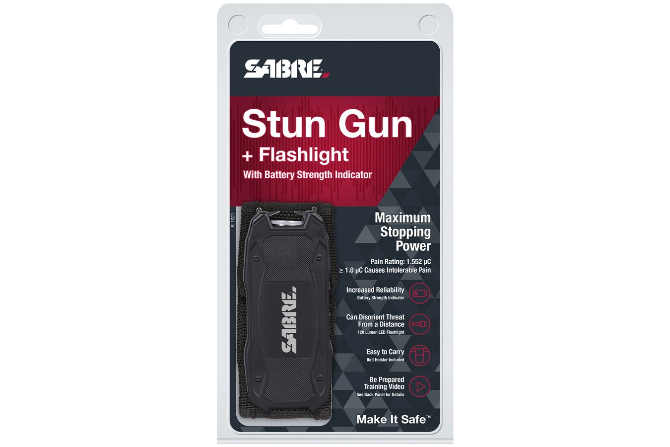 SABRE Stun Gun with Flashlight and Battery Strength Indicator