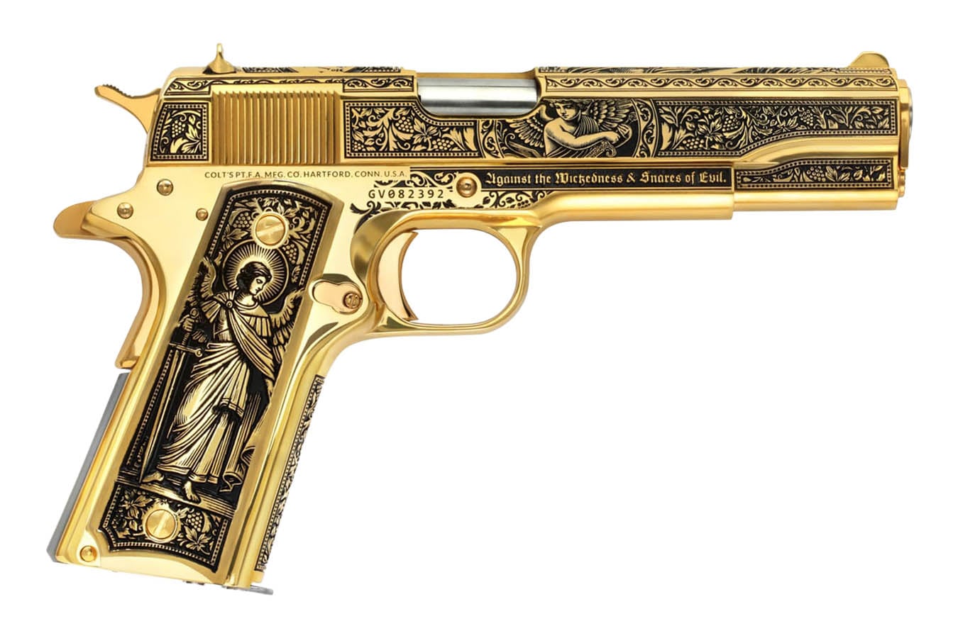 COLT 1911 Gov't Classic Gold Archangel 38 Super Semi-Auto Pistol