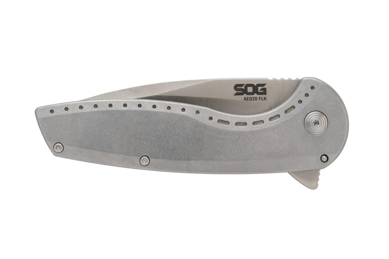 Sog Specialty Knives Aegis FLK 2.0 Drop Point Folding Pocket Knife - Silver
