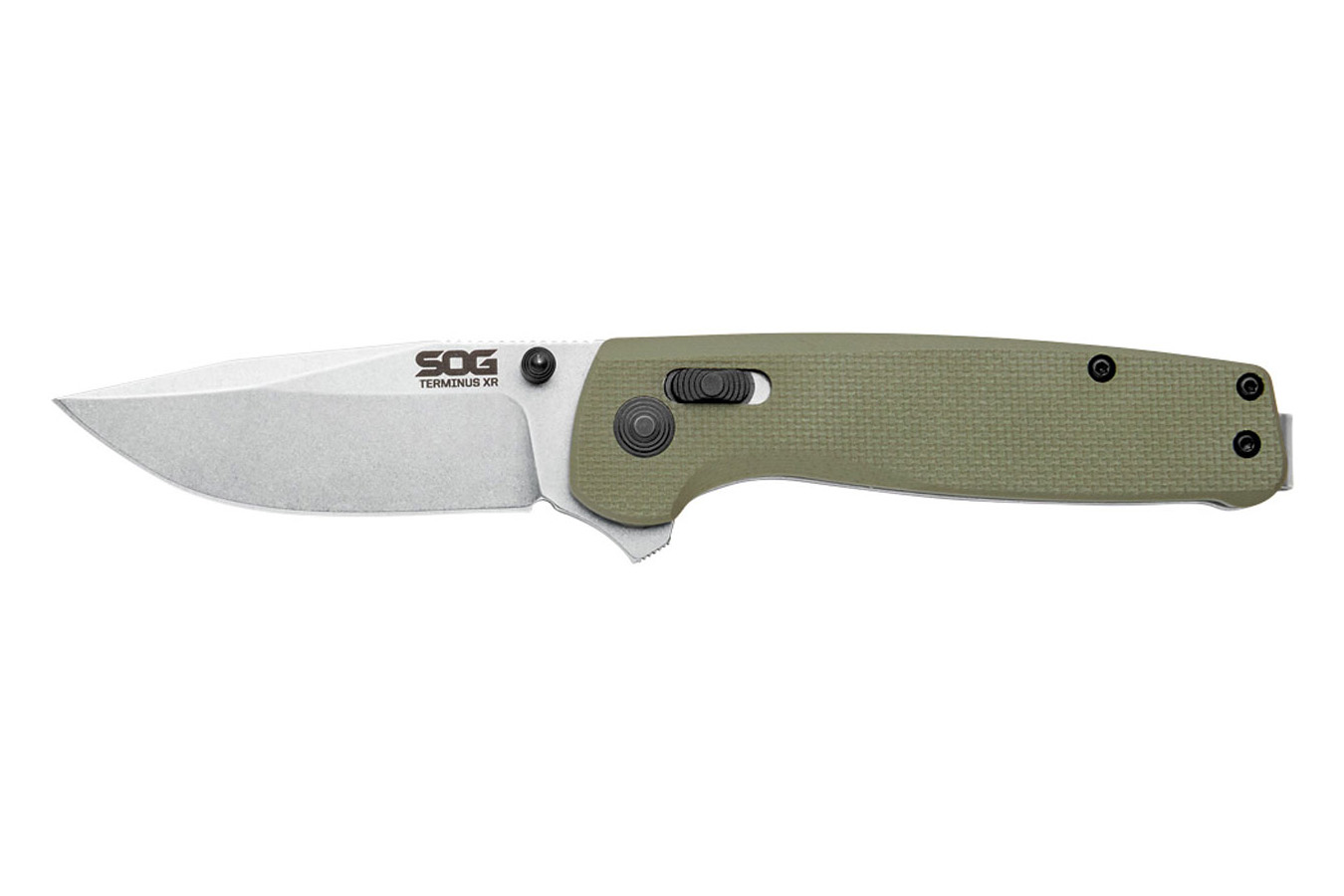 Sog Specialty Knives Terminus XR G10 Folding Pocket Knife - Olive Dran