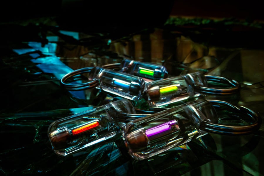 GLOW RHINO 5 Pack of Spark Micro Glow Fob Green Blue Purple Yellow Red Tritium