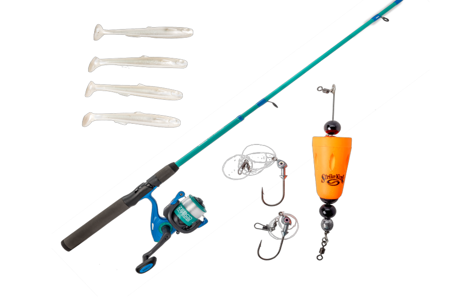 Zebco Spyn 40 Salt Fisher 6 ft 6 in Medium-Heavy Spinning Combo with Strike King Tackle Kit