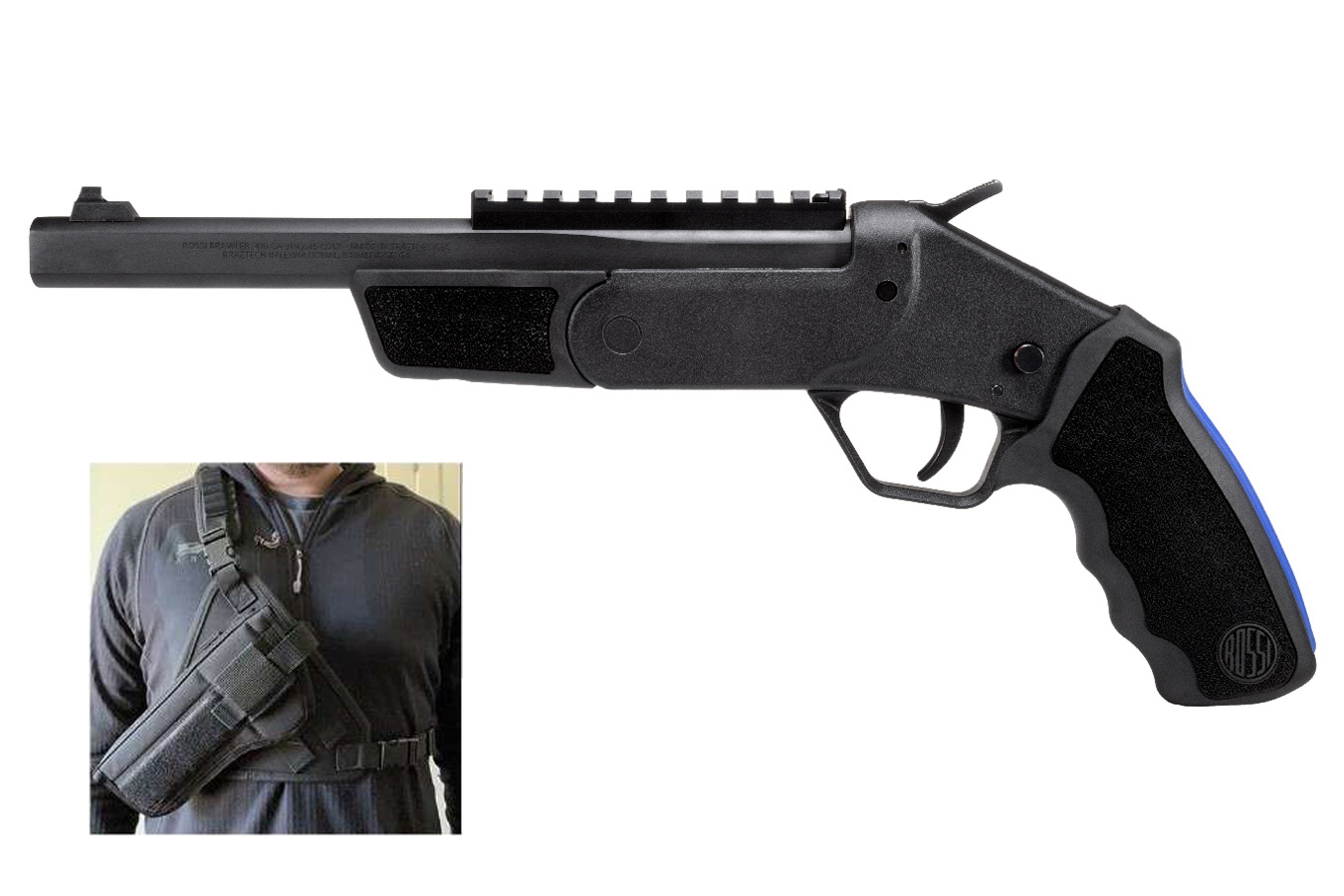 Rossi Brawler 45 Colt / 410 Bore Black Single-Shot Handgun with Chest ...