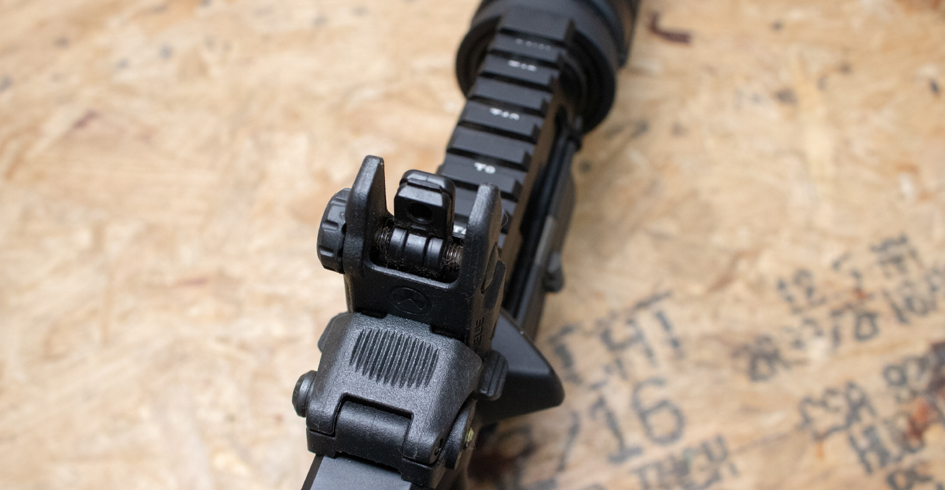 SMITH AND WESSON M&P-15 5.56mm Police Trade-In Rifle with Telescoping Stock and Flip-Up Rear Sight (Mag Not Included)