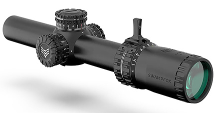 SWAMPFOX OPTICS Arrowhead Black 1-10x 24mm 30mm Tube Guerrilla Dot BDC Reticle