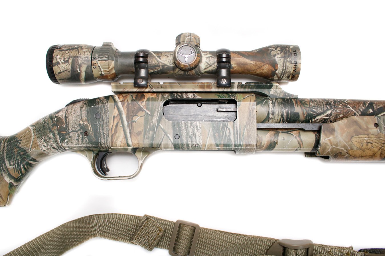 MOSSBERG 500 12GA Police Trade-In Camo Shotgun with Scope and Sling