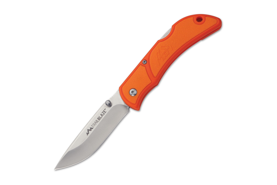 OUTDOOR EDGE TB-25 TrailBlaze Lockback, 2.5 Inch Orange GRN Handle Folding Knife