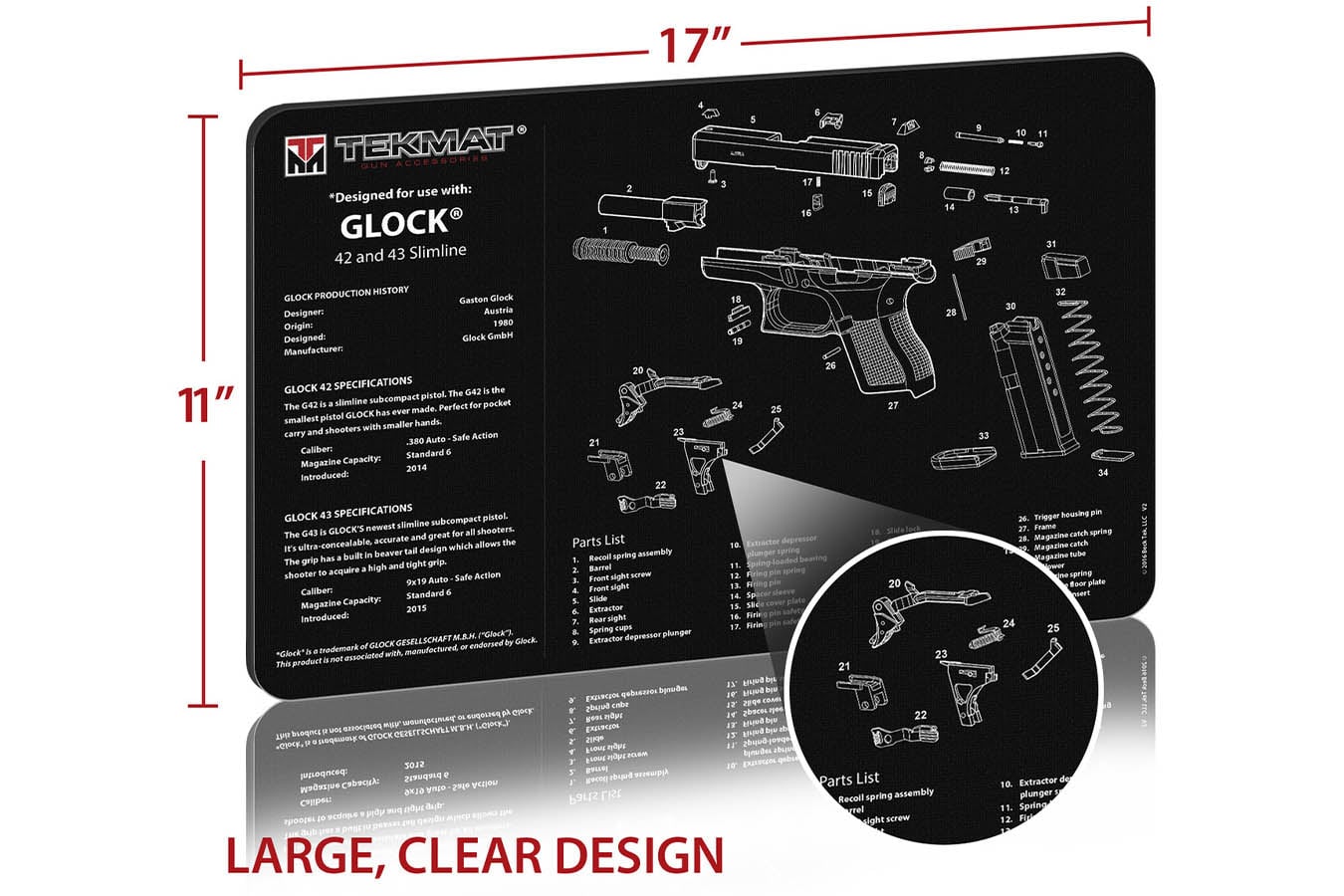 TEKMAT Gun Cleaning Mat, Glock 42/43
