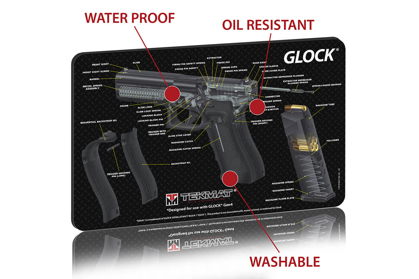 Tekmat Cut Away Gun Cleaning Mat, Glock