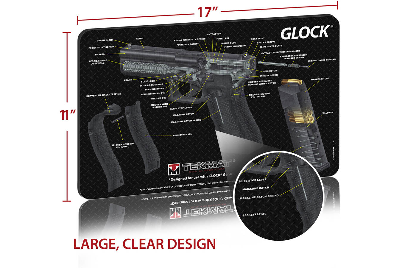 Tekmat Cut Away Gun Cleaning Mat, Glock