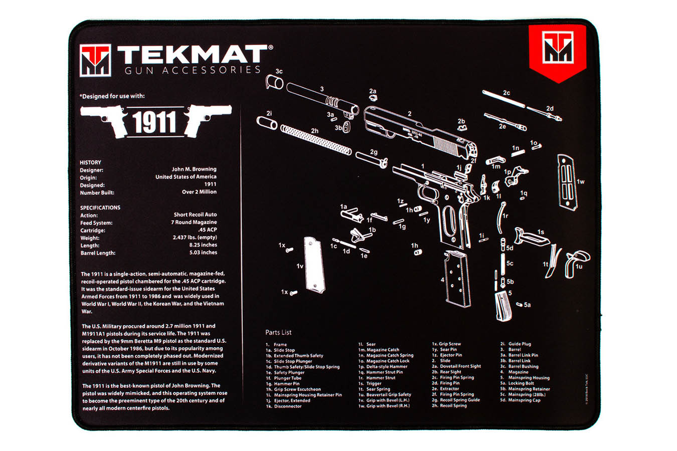 Tekmat 1911 Ultra Premium Gun Cleaning Mat