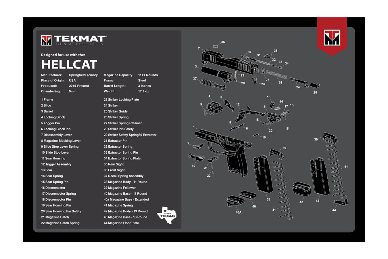 TEKMAT Ultra Premium Gun Cleaning Mat, Springfield Hellcat