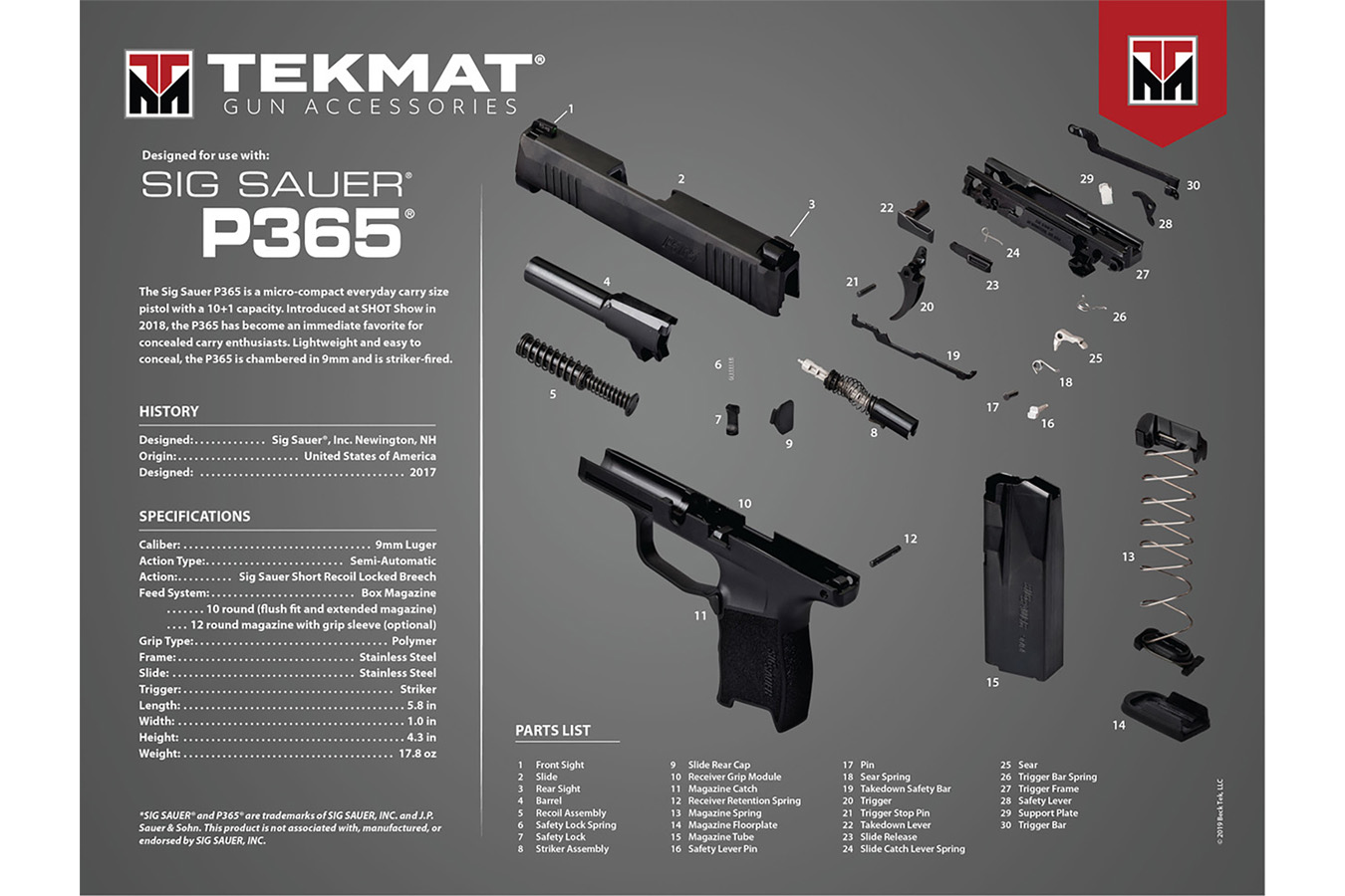 TEKMAT  Ultra 20 Rubber Cleaning Mat 15in x 20in Sig P365