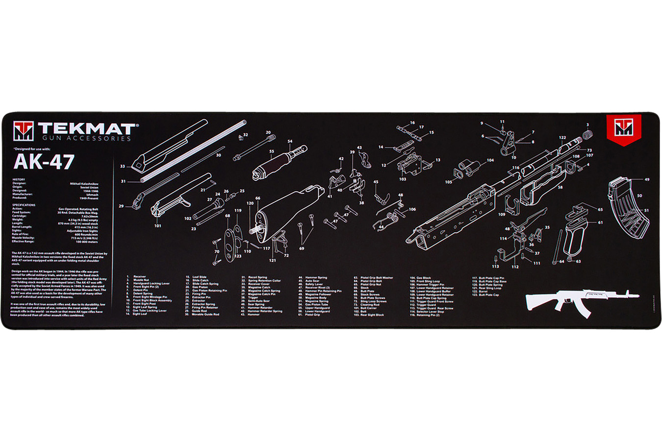 TEKMAT AK-47 Rubber Cleaning Mat 12in x 36in