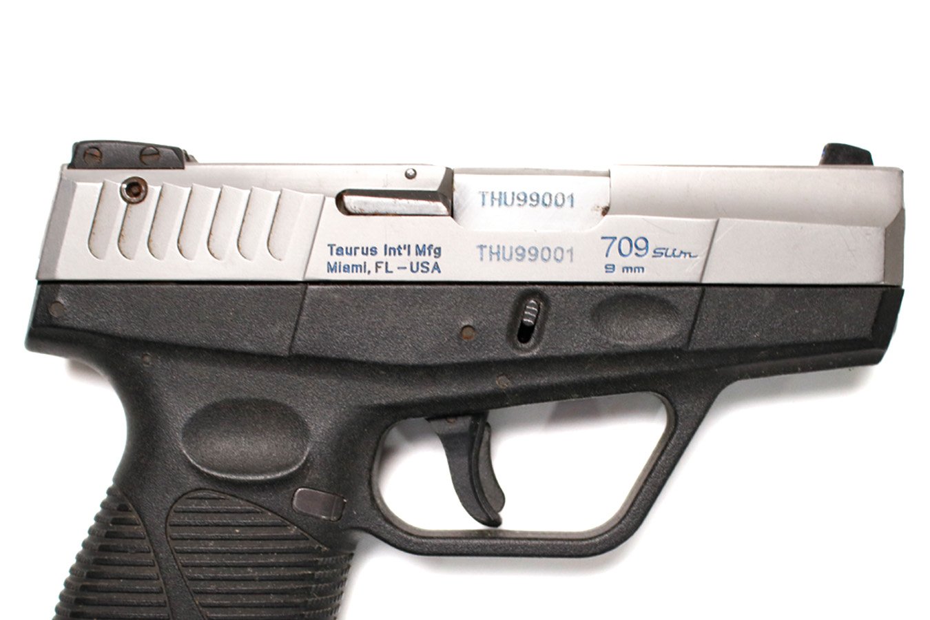 TAURUS 709 Slim 9mm Used Police Trade-In Pistol with Stainless Slide