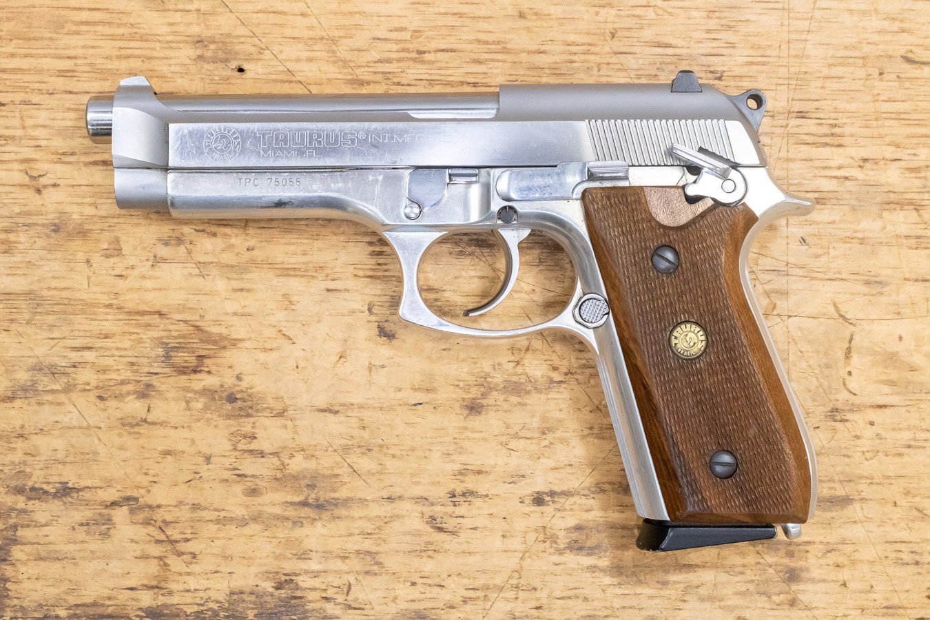 TAURUS PT 92 AFS 9mm Stainless 17-Round Used Trade-in Pistol with Wood Grips