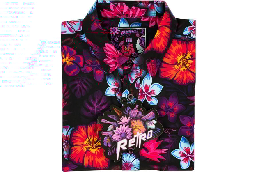Retro Rifle Tropical Fields Short Sleeve Button Down Shirt