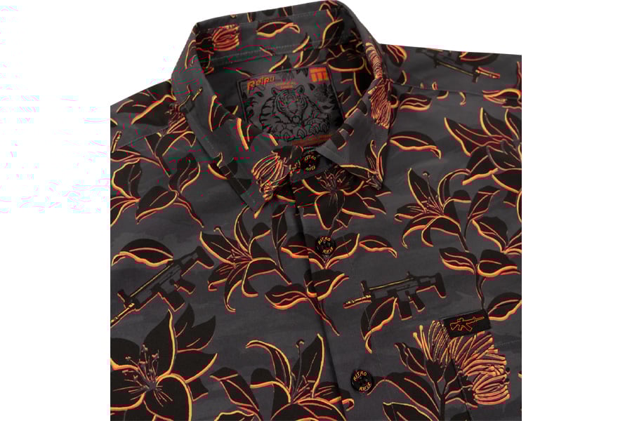 Retro Rifle Tropical Tiger Button Down Shirt