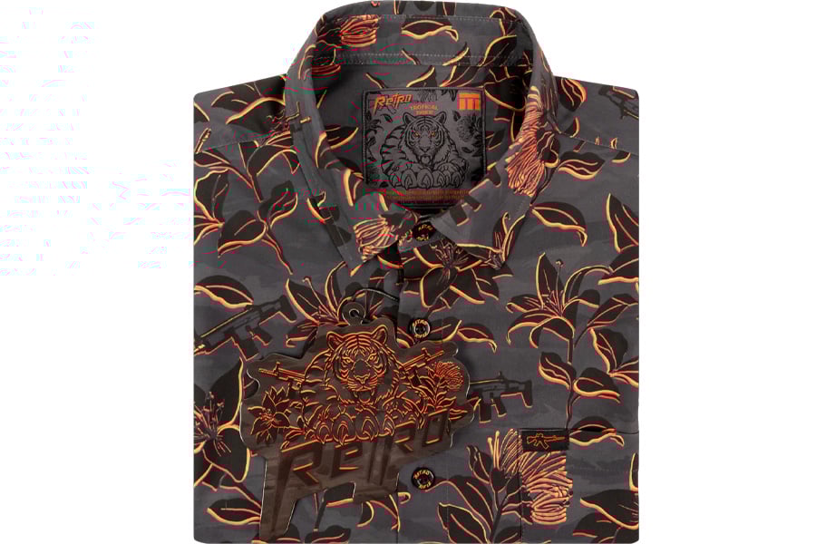 Retro Rifle Tropical Tiger Button Down Shirt